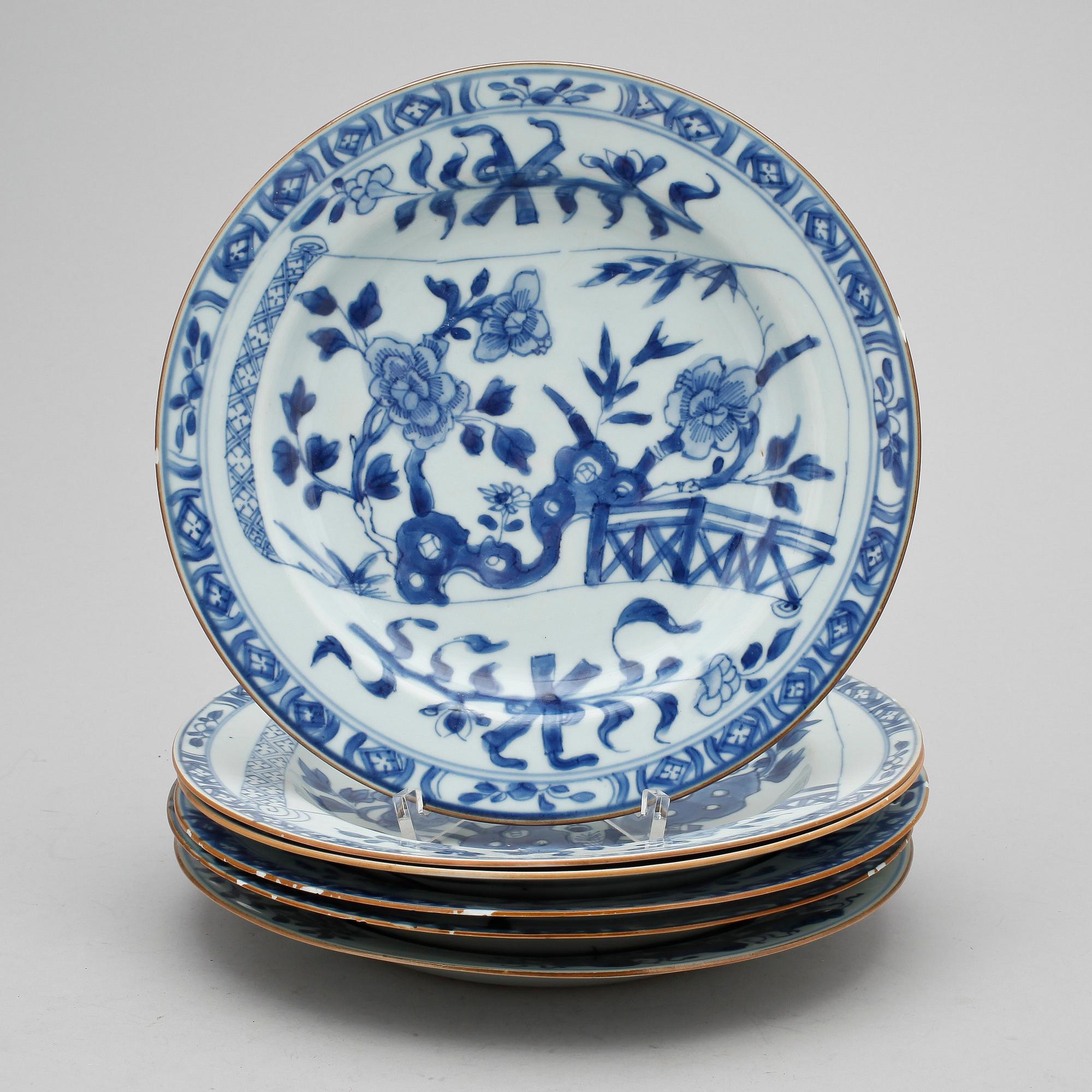 TALLRIKAR, 6st, kompaniporslin, Kina, 1700-tal.