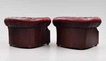 FÅTÖLJER, 1 par, Chesterfieldmodell, 1900-talets andra hälft.