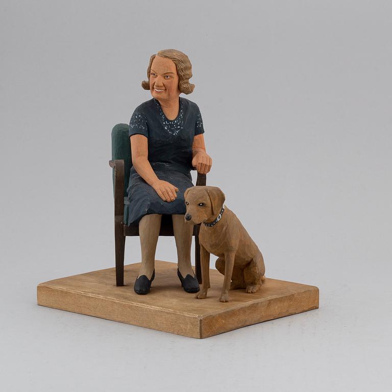 HERMAN ROSELL, sculpture, paited wood, signed and dated 1950.