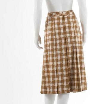 Céline, CELINE, a green/white wool skirt, french size 40.