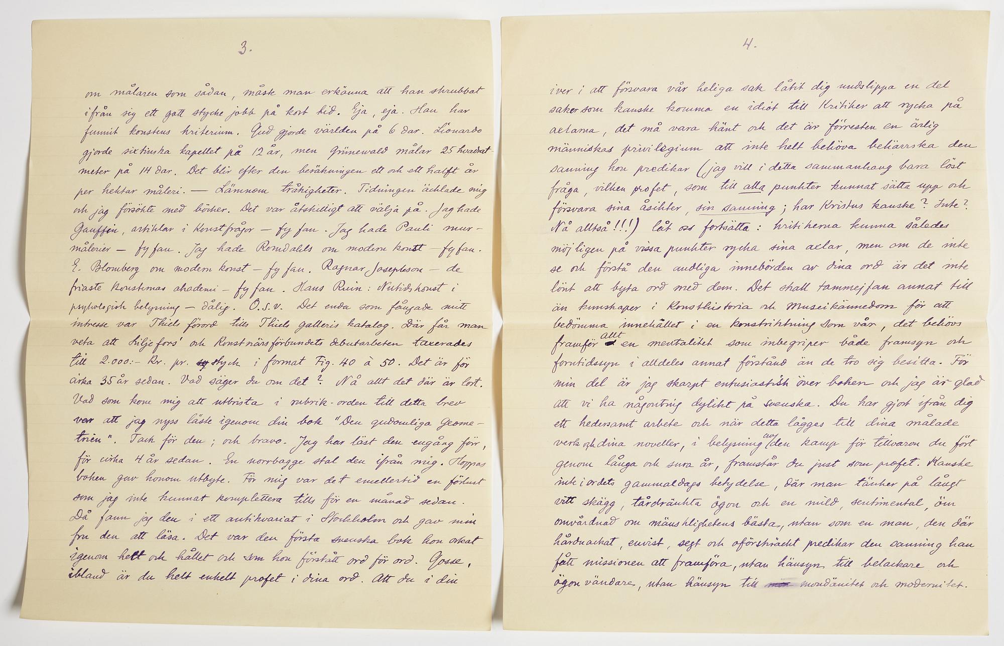 LETTER from Otto G. Carlsund to GAN (Gösta Adrian-Nilsson) in Lund, dated Stjärnhof 22.8.(19)28.
