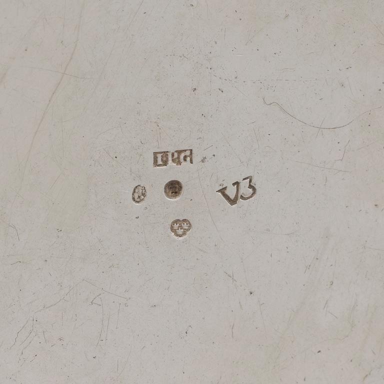 Two Swedish 19th Century silver boxes and one silver beaker, one made by Johan Petter Grönvall, 1827, Stockholm.