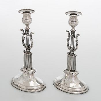 A pair of Empire silver candlesticks, maker's mark of Jacob Herman Lundström, Kuopio 1830.