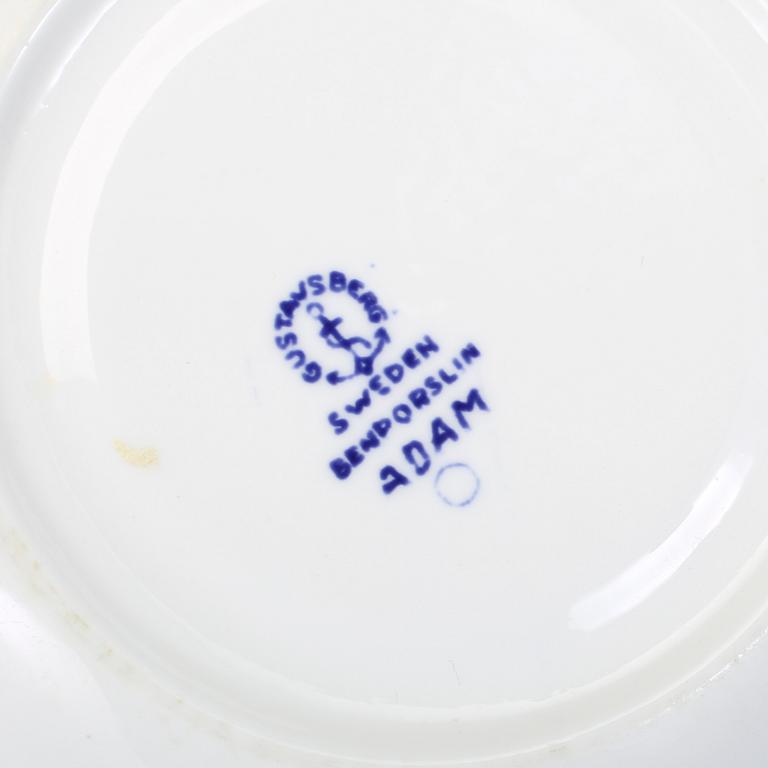 KAFFEKOPPAR med FAT, 5 st, porslin, "Adam", Stig Lindberg, Gustavsberg.