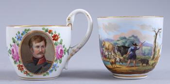 KOPP med FAT samt KOPP, porslin, Meissen, 1900-tal.