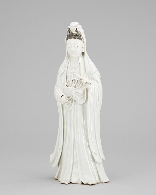 A blanc de chine figure of Guanyin, Qing dynasty.