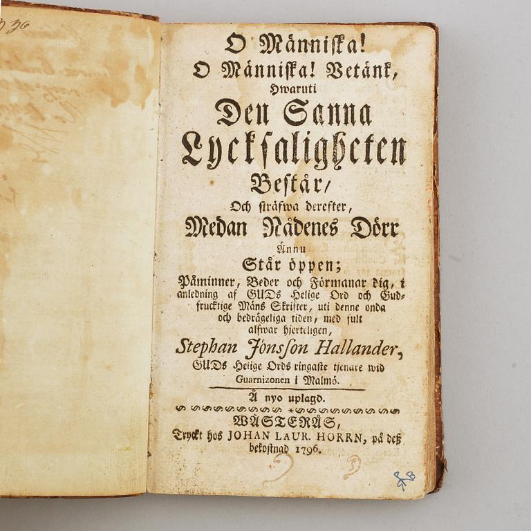 Böcker,  5 st, 1700-tal.