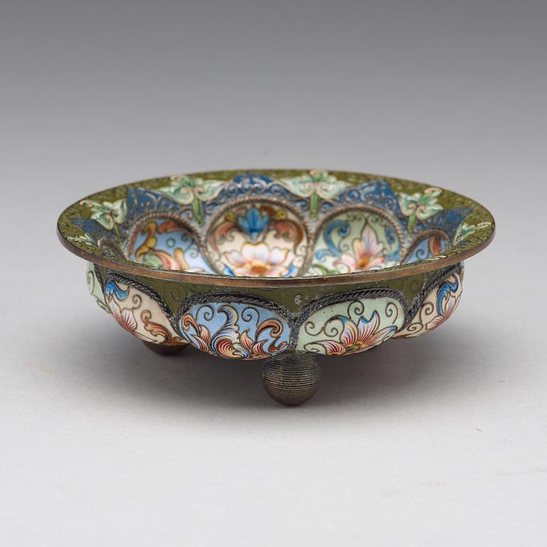 Fedor Rückert, skål, silver och emalj, Moskva, 1899-1908.