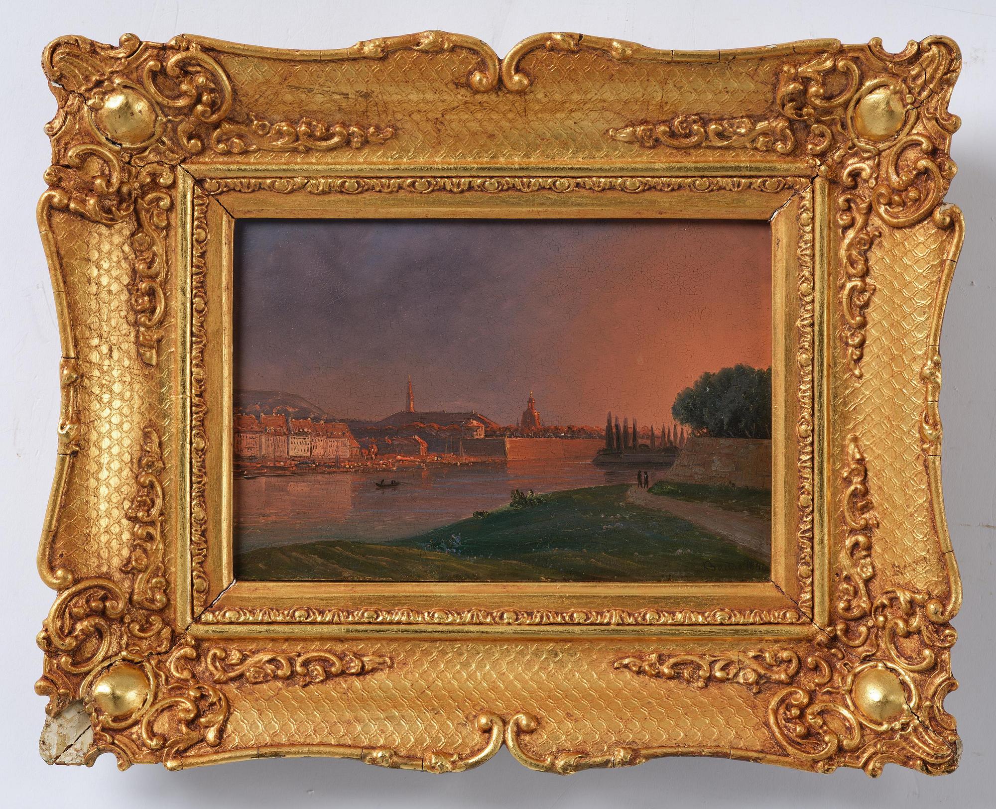 Knud Andreassen Baade, View over Dresden at sunset.