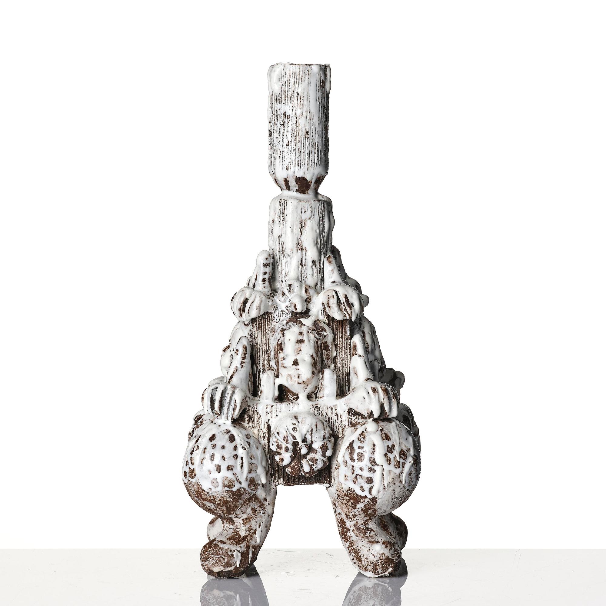 Carl Richard Söderström, a stoneware sculpture/candlestick, executed in his studio, Stockholm, ca 2012.