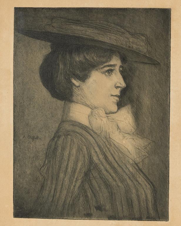 Albert Edelfelt, etching, signed A. Edelfelt in the plate.