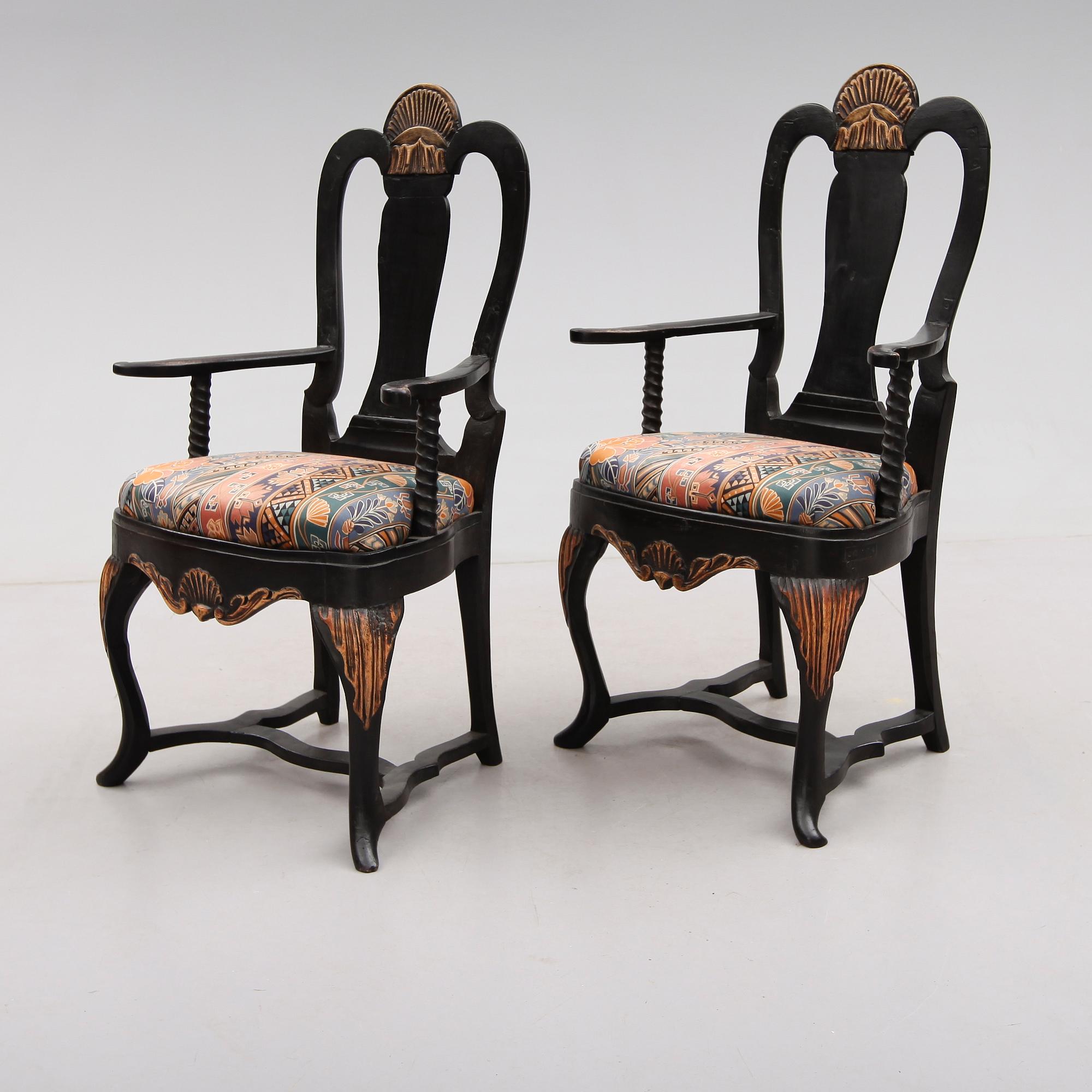 KARMSTOLAR, 1 par, senbarock, 1700-tal.