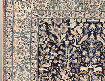 A figural part silk Nain carpet, part silk, so called 'Toteshk', c. 188 x 120 cm.