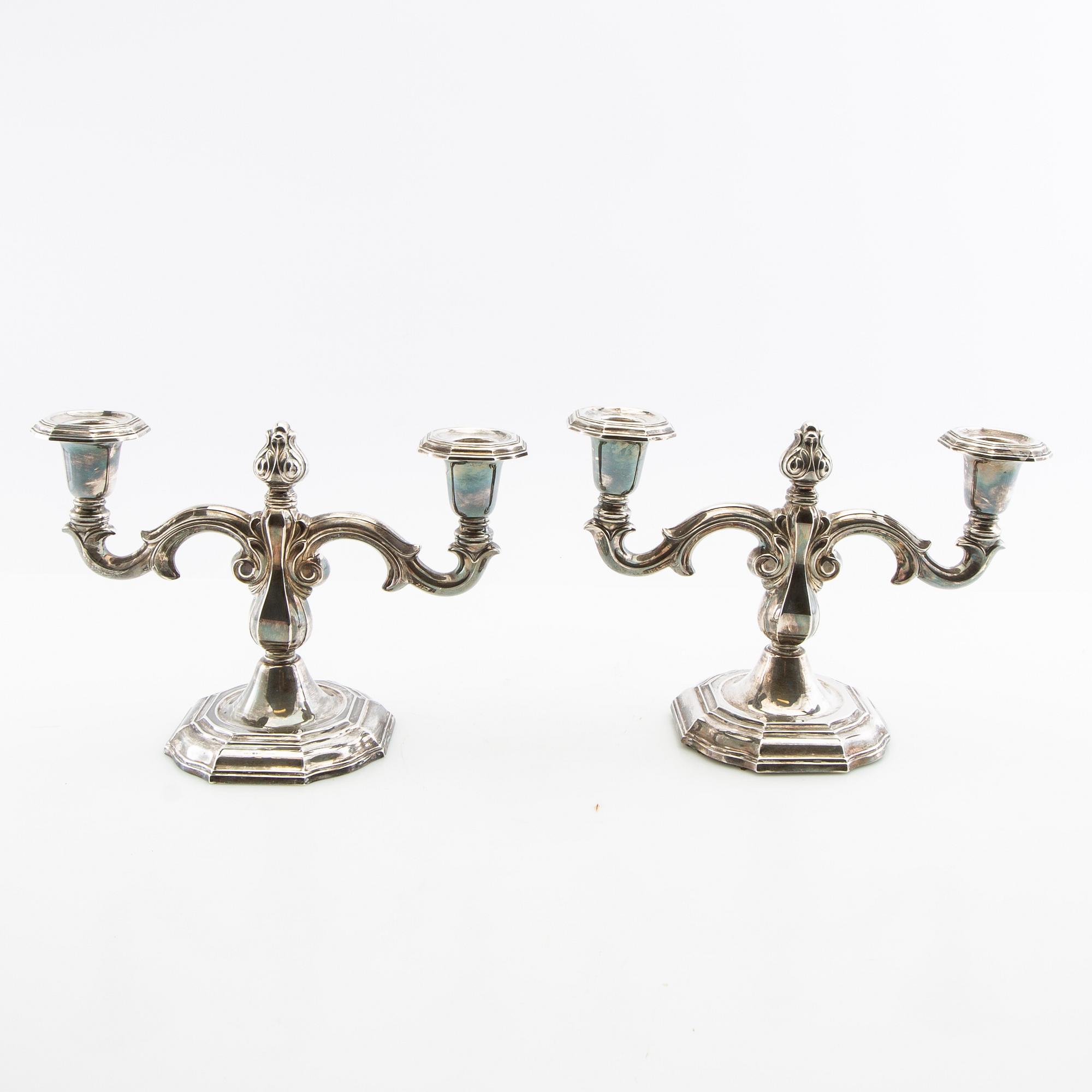 Candelabras a pair of sterling silver CG Hallberg Stockholm 1959.
