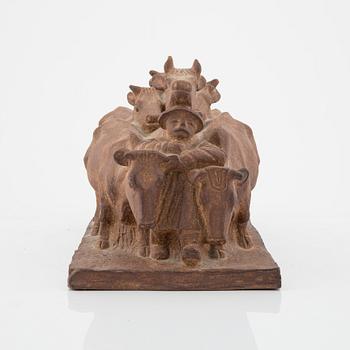 Bing & Gröndahl, figurine/sculpture, teracotte, signed, "Oxspann".