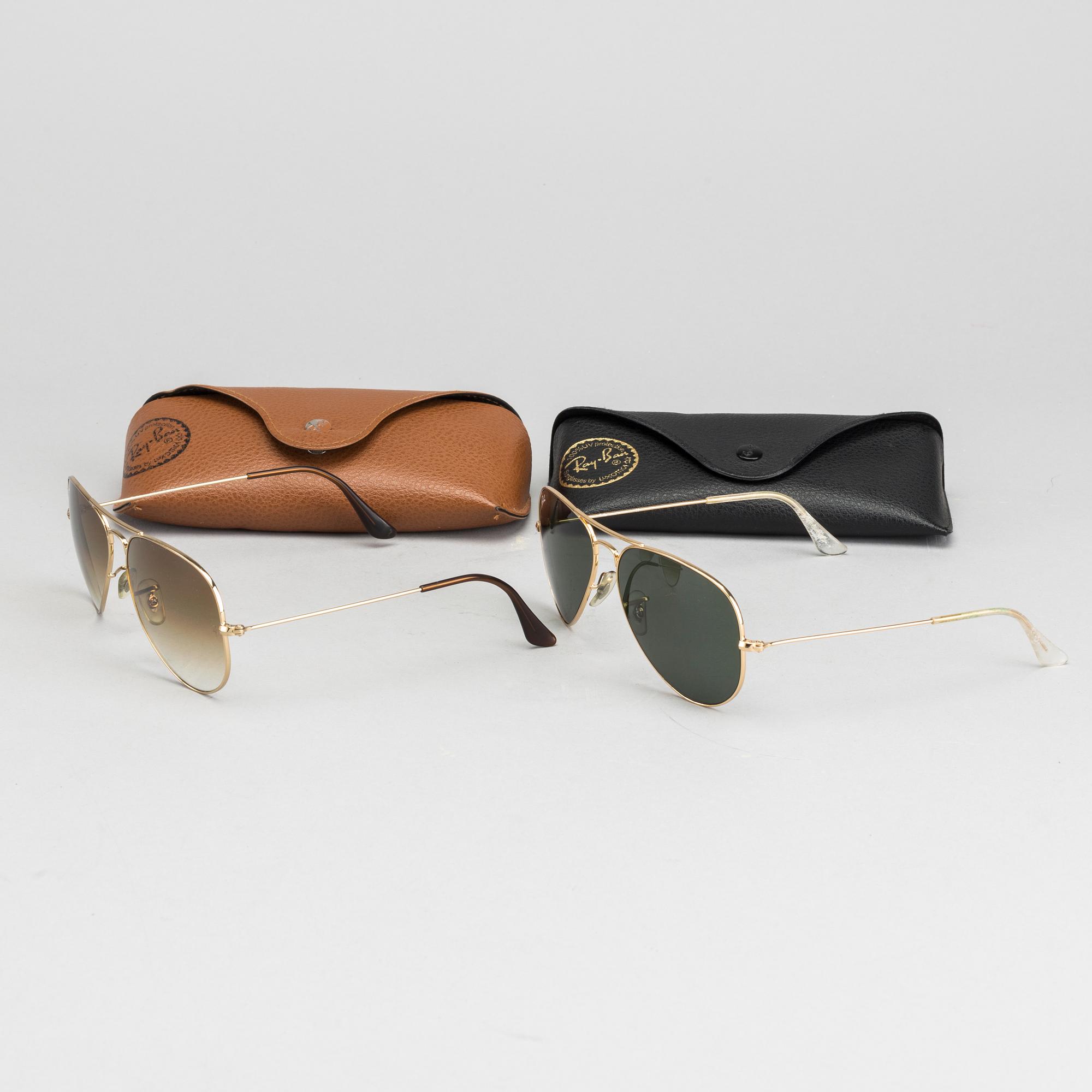RAY BAN,"Aviator", solglasögon, två par.