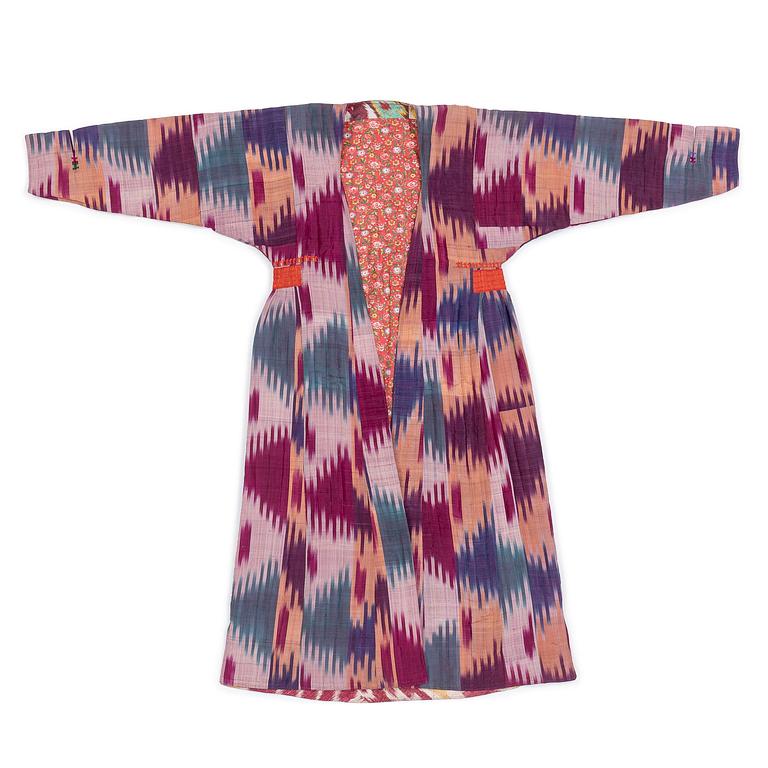 A woman’s Chapan, silk and cotton Ikat, Central Asia, 1880s.