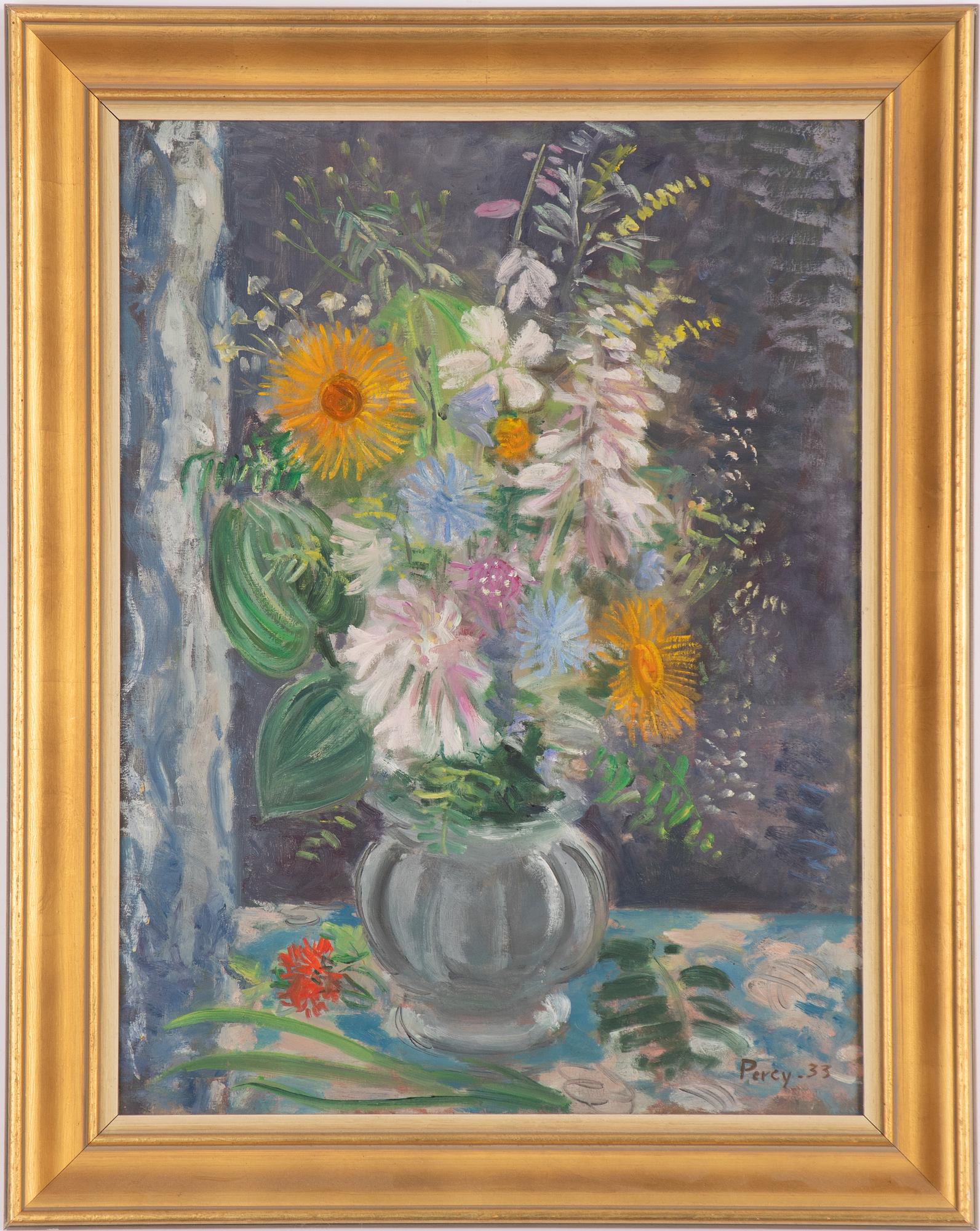 Arthur Percy, Flowers in a White Vase.