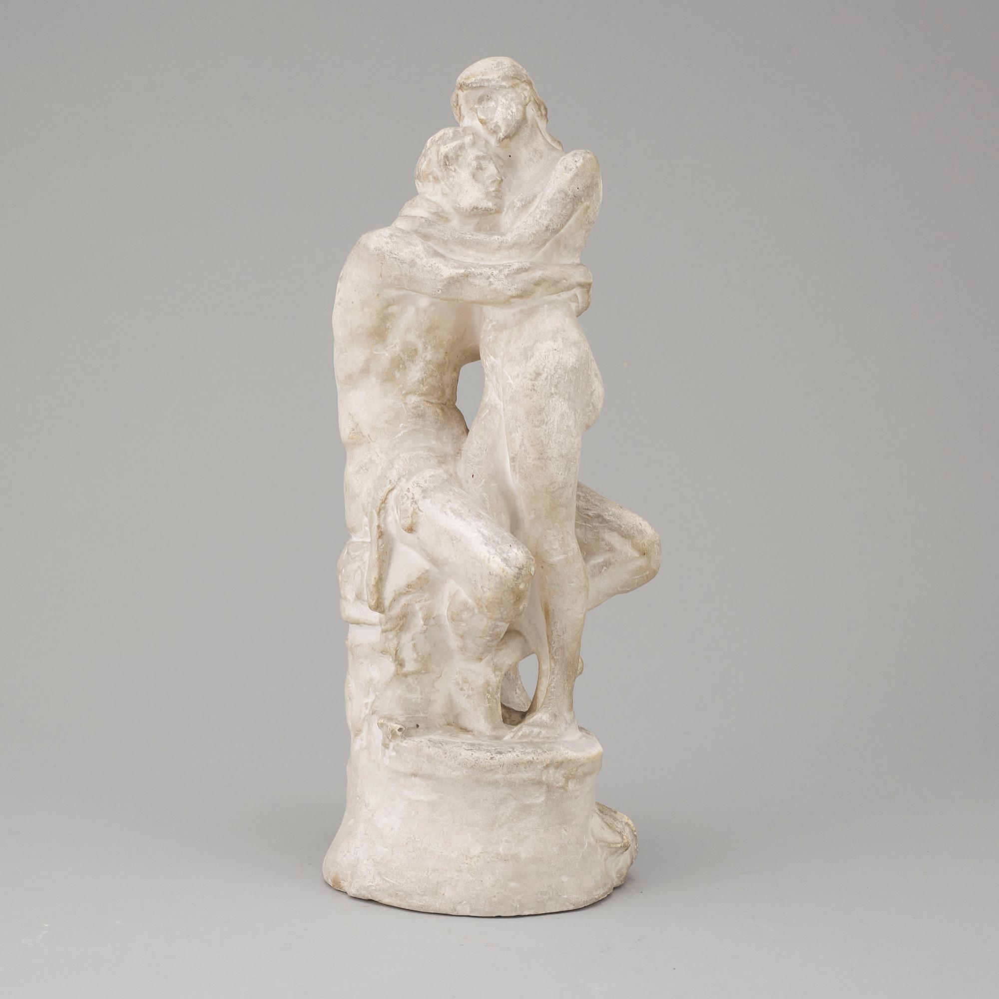 JOHN BÖRJESON, skulptur, gips, "Tröst". Signerad J. Börgeson.