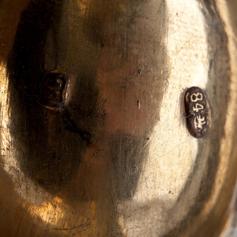 SOCKERTÄNGER, 2 st. Silver. Ryssland. St Petersburg 1842 resp Moskva 1890-tal.