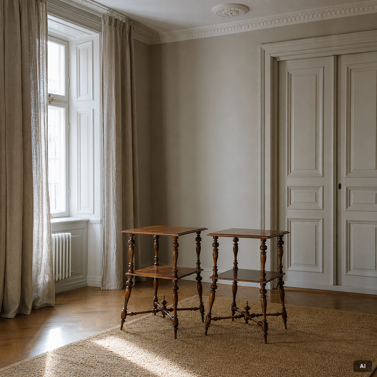 Sidobord/sängbord, ett par, 1800-talets andra hälft.
