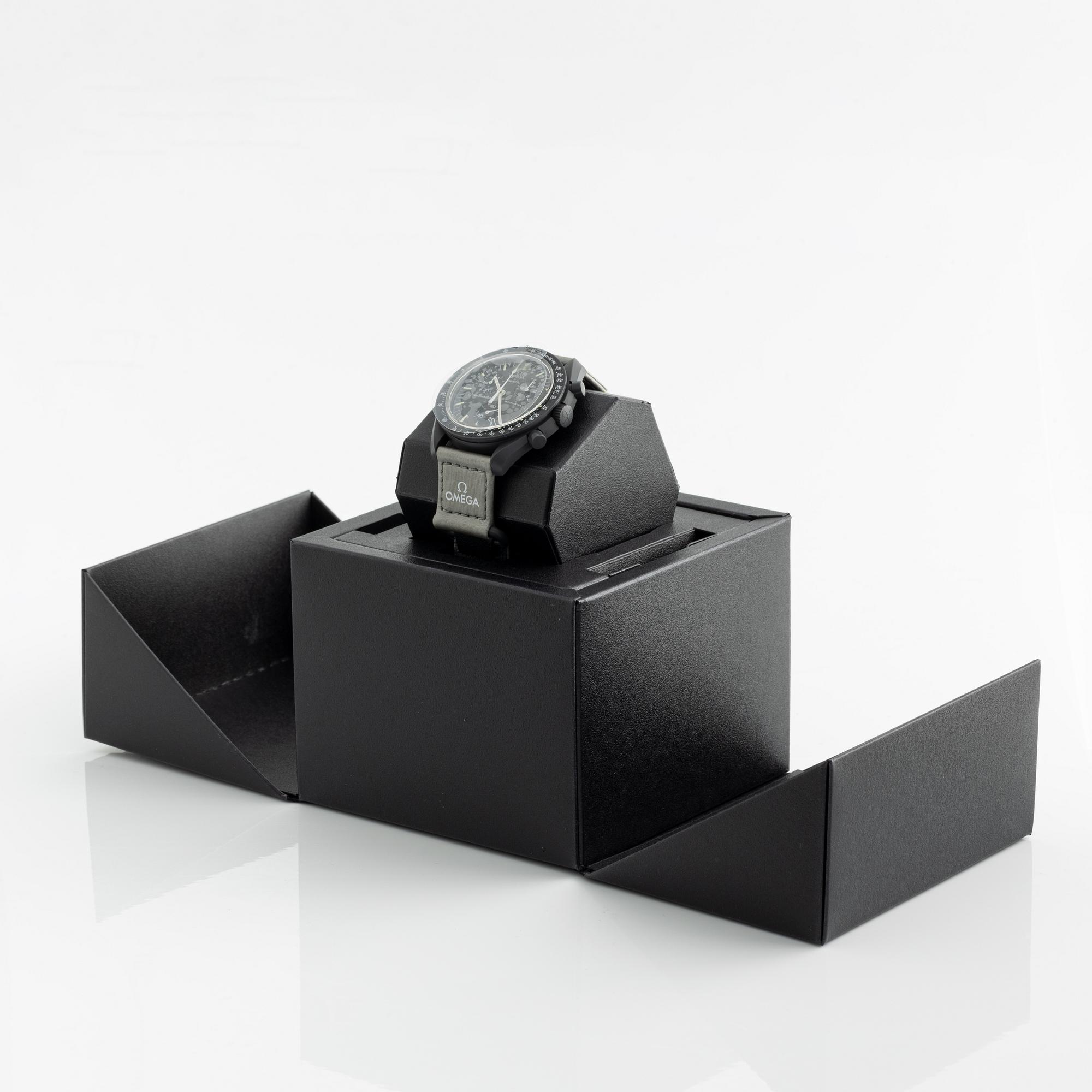 Swatch/Omega, MoonSwatch, Mission to Mercury, chronograph, wristwatch, 42 mm.