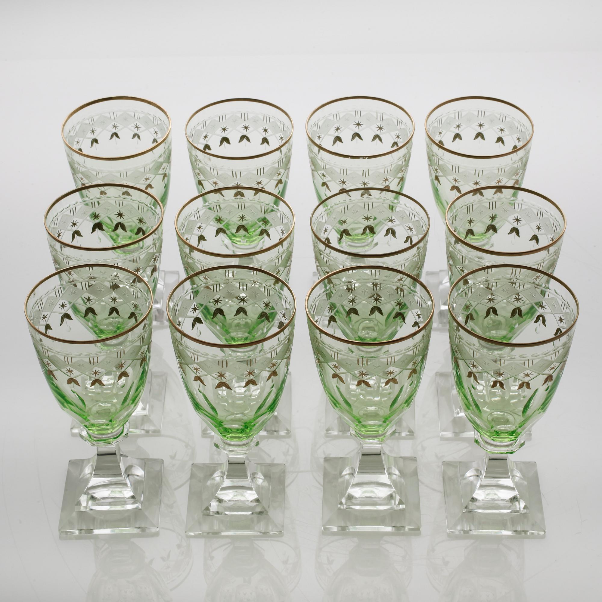 A set of 12 wine glasses, 'Junior', Kosta, second quarter of the 20th century.