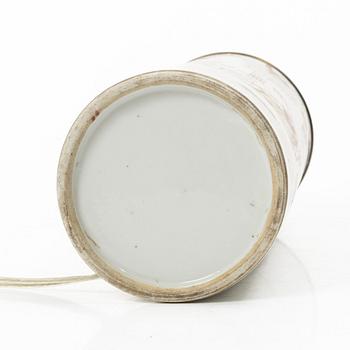 A porcelain table lamp, China, late Qing Dynasty, circa 1900.