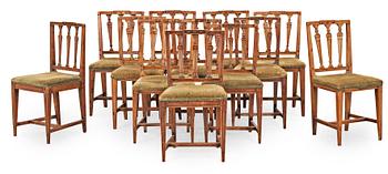 1546. Twelve matched late Gustavian circa 1800 chairs.