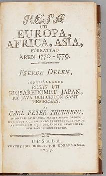 Thunbergs Resa 1770-79 i vackra band (4 vol).