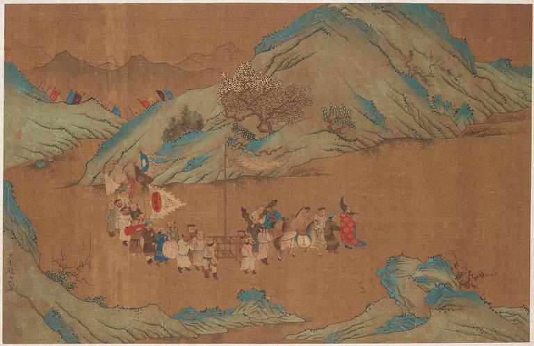 Album med målningar föreställande Envoyéer som kommer med gåvor, 职贡图 (Zhigong tu), troligen 1600-tal, efter äldre mästa.