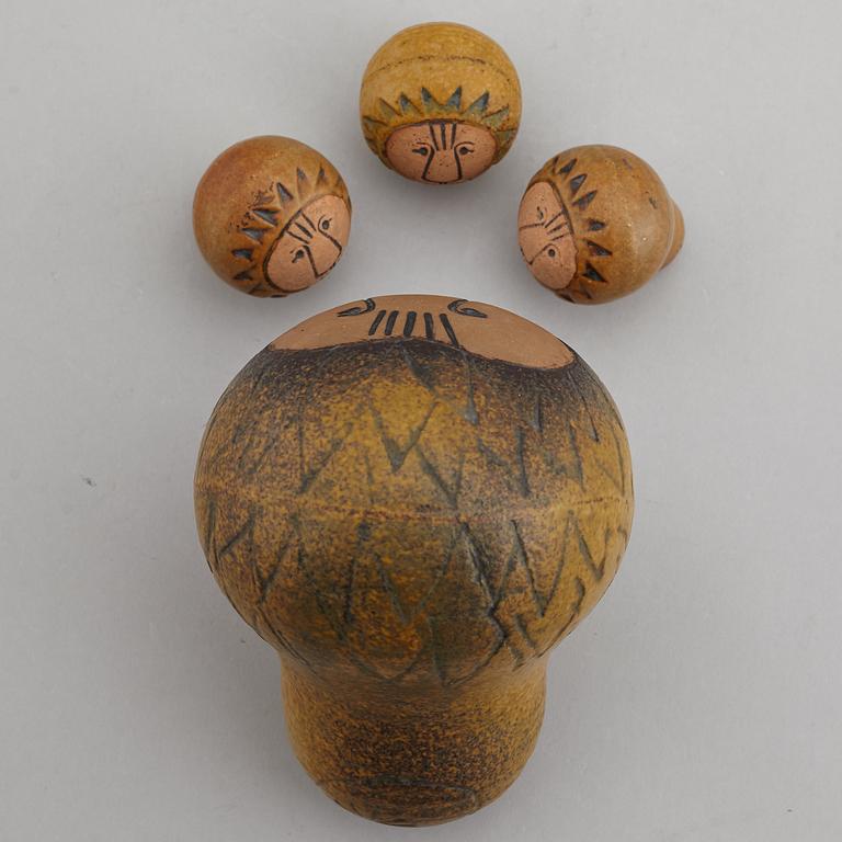 LISA LARSON, four stoneware lion figurines, Gustavsberg.