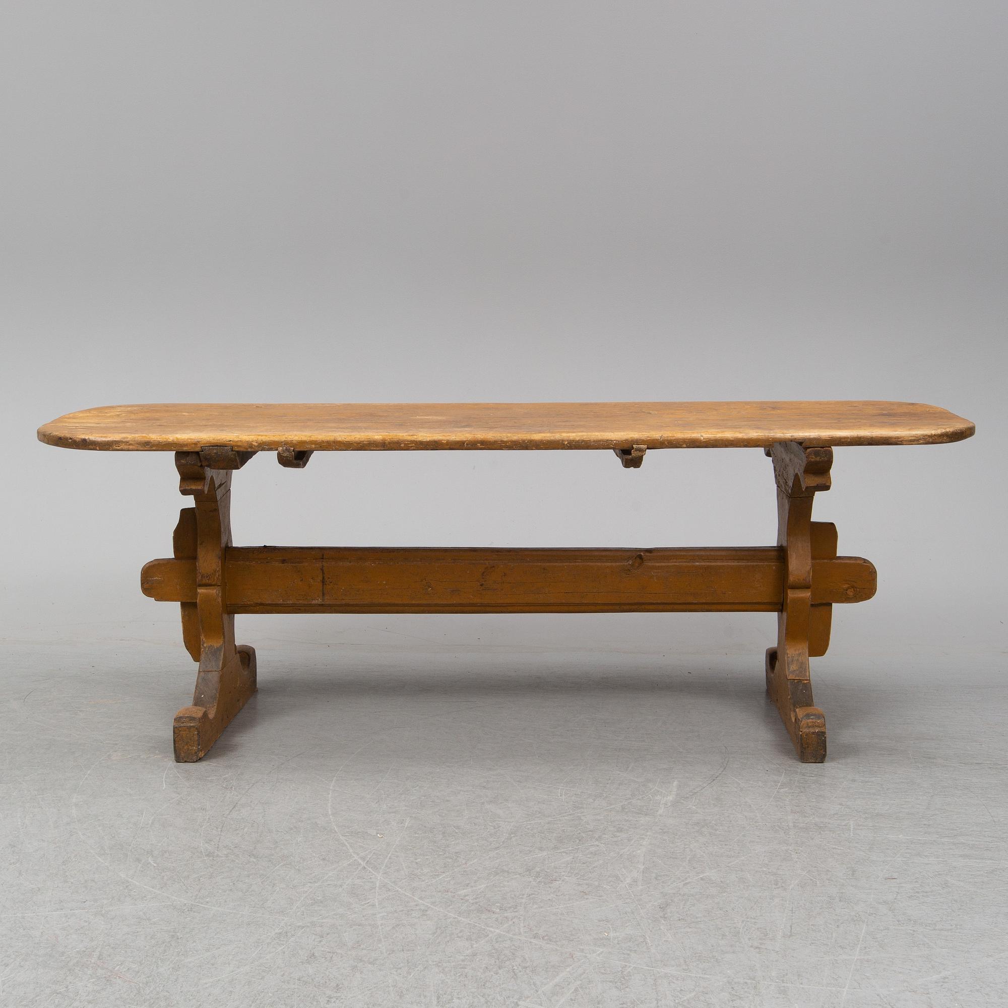 A painted pine table, 19th Century.