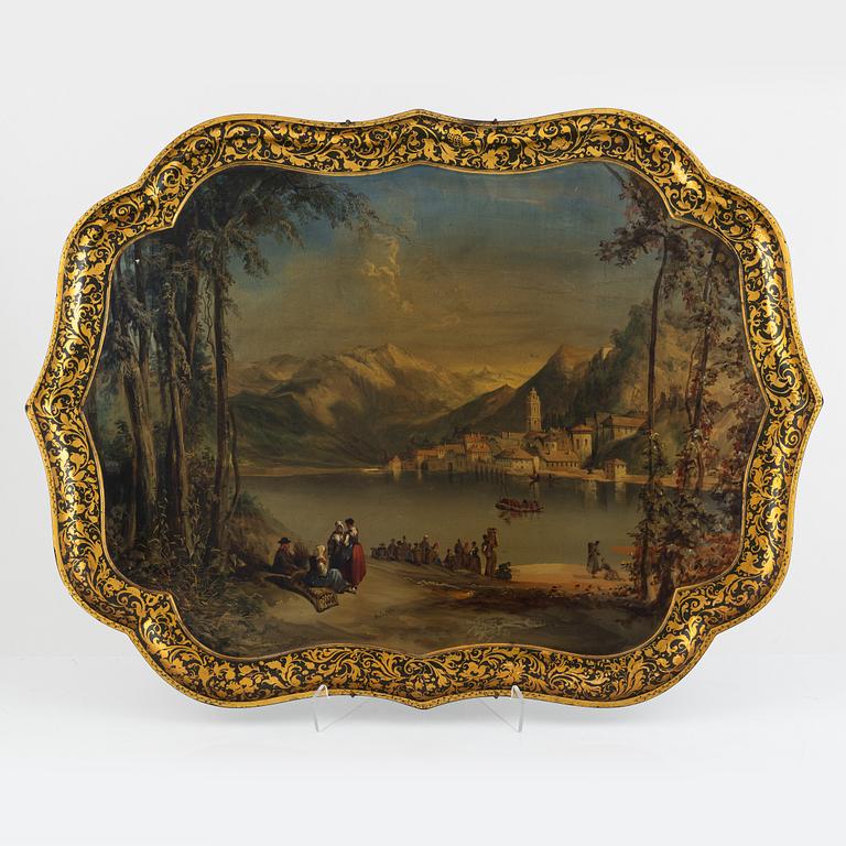 A papier-maché tray, Jennings & Bettridge, England, second half of the 19th century.