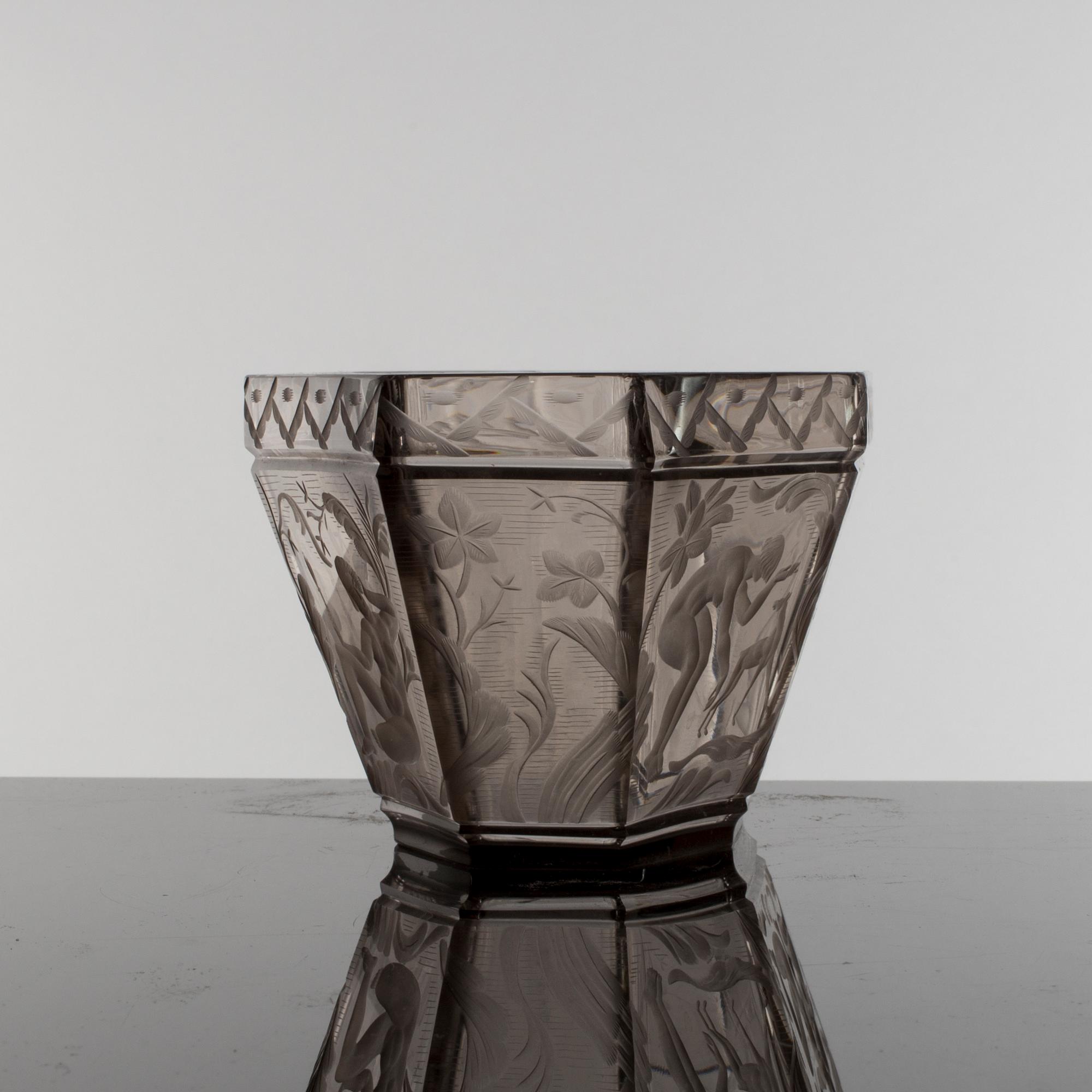 SIMON GATE, skål, "Paradis", Orrefors, 1929.