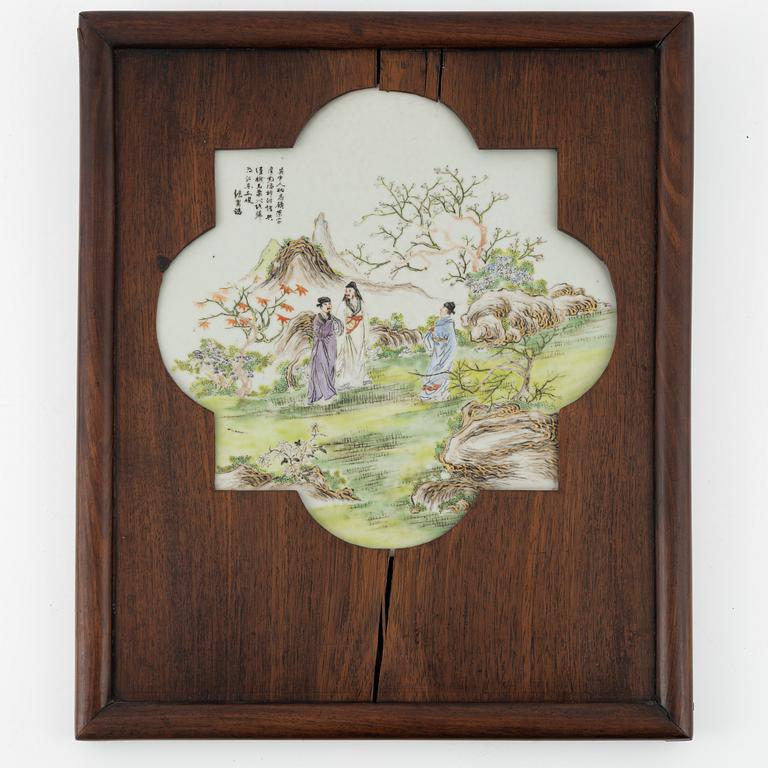 A Chinese porcelain plaque, 19th century.