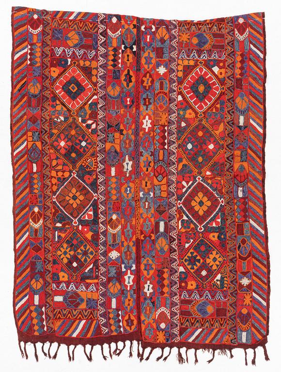 Rug/Textile with embroideries, old, marsh nomads, Iraq, 210 x 160 cm.