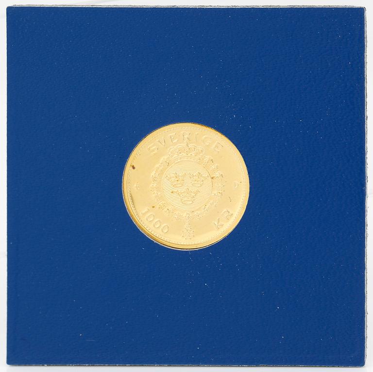 GULDMYNT, 1000 kr, Gustaf III, 1992. 5,8 gram.