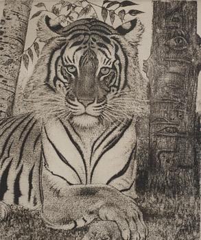 Eduard Wiiralt, "Reclining tiger" (Lamav tiiger).