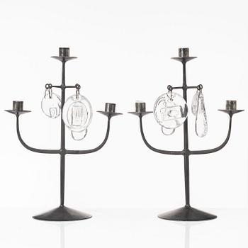 Erik Höglund, a pair of candelabra, Boda Smide, second half of the 20th Century.