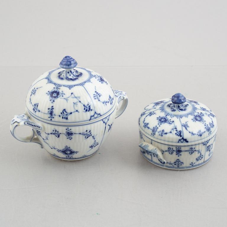 Royal Copenhagen, a 33-piece porcelain coffee service, "Blue fluted", half lace, Denmark.