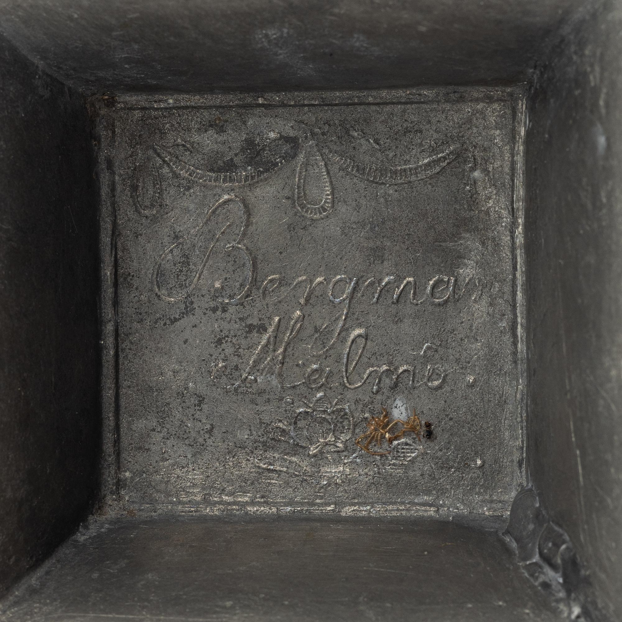 A pair of late Gustavian pewter candlesticks, mark of Magnus Bergman, Malmö 1809.