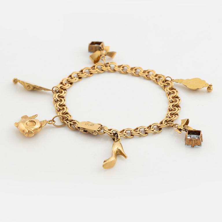 Gold Charm Bracelet, 18K gold.