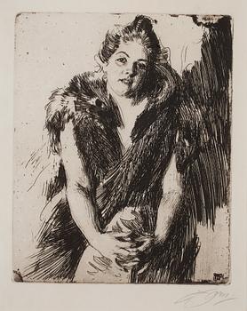 ANDERS ZORN, etsning (I état II), 1900, signerad med blyerts,