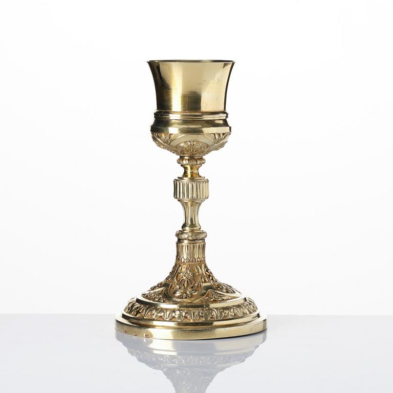 A Spanish colonial silver-gilt chalice, mark of Antonio Forcada y la Plaza, Mexico city, ca 1800.