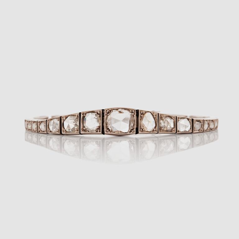 An Edwardian rose-cut diamond bracelet.