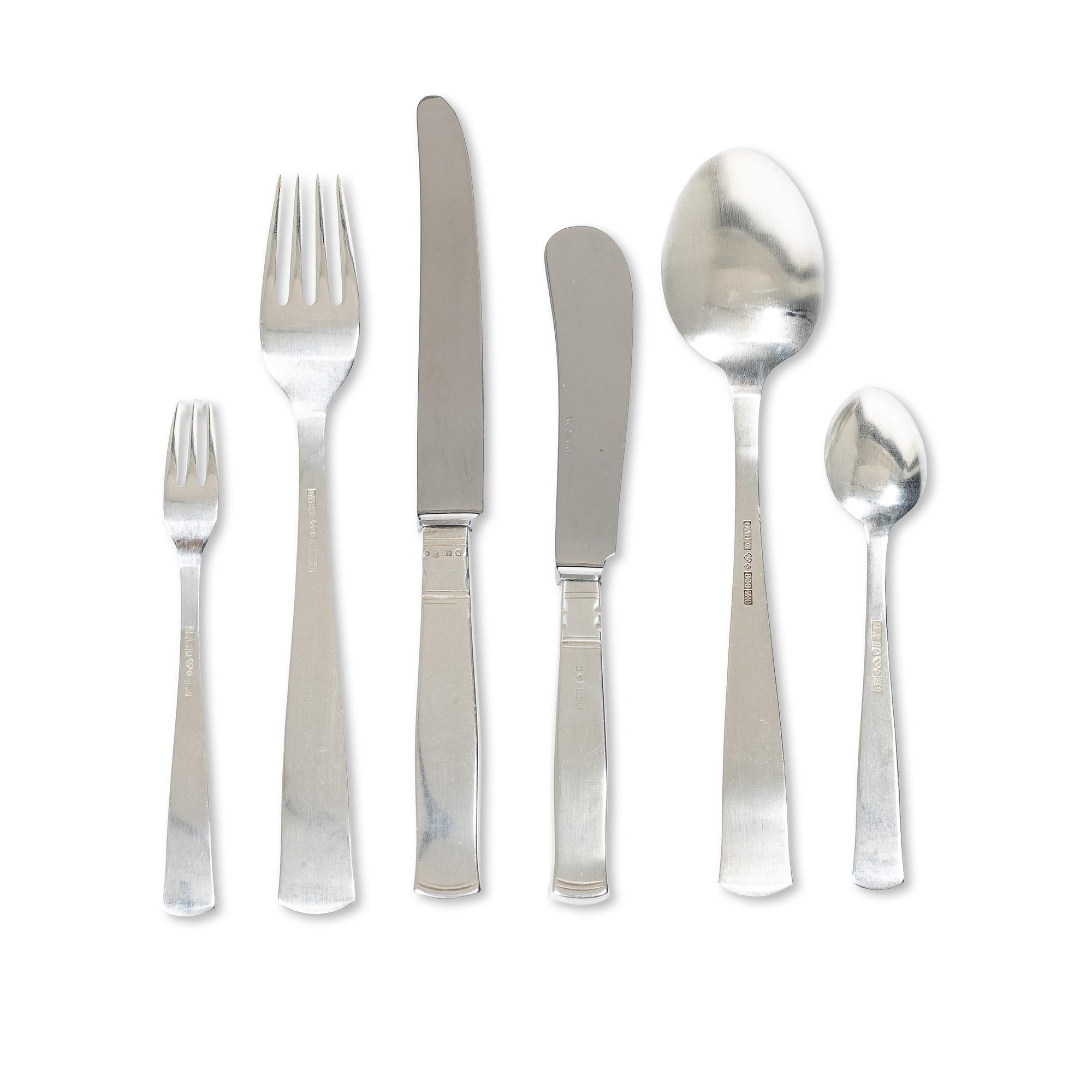 Jacob Ängman, Cutlery, 44 pieces, silver, “Rosenholm”, GAB, some Eskilstuna 1998.