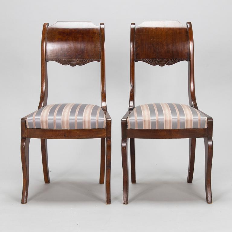 Four Biedermeier chairs, presumably Finland 1830s-50s.