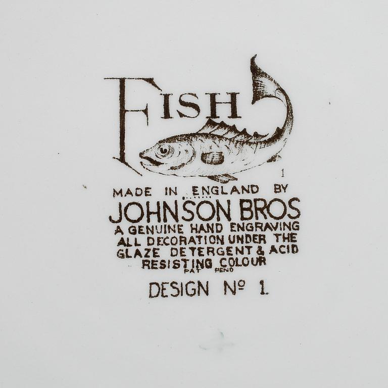 FISKSERVIS, 15 delar, porslin, "Fish", Johnson Bros, England.