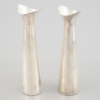 Gustaf Janson and Vera Ferngren, two similar Swedish silver candlesticks, mark of CG Hallberg, Stockholm 1956-59.